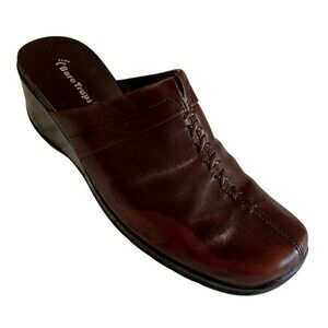 Bare Traps Triple Womens Leather Brown  Clogs Loafers Comfort Sandals 10M